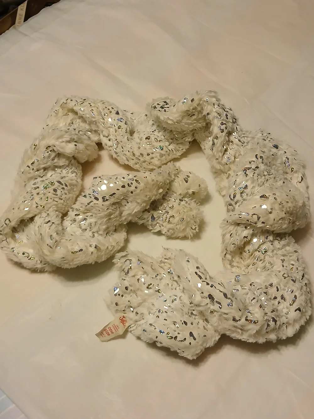 Justice White & Silver Embellished Knit Scarf